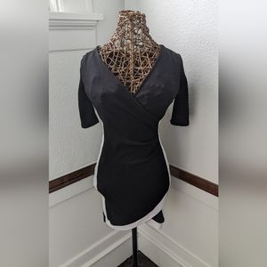Black & White Wrap Bodycon Dress Tulip Hem